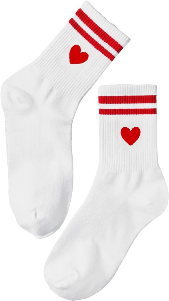 white socks with red heart