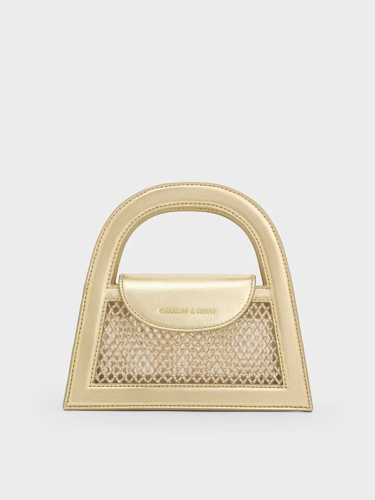 Este Metallic Crystal-Embellished Trapeze Bag - Gold