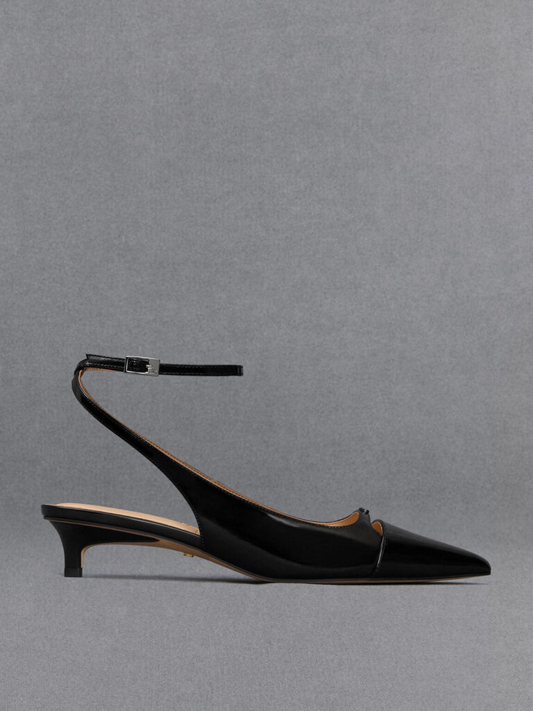 Leather Kitten-Heel Pumps - Black Box