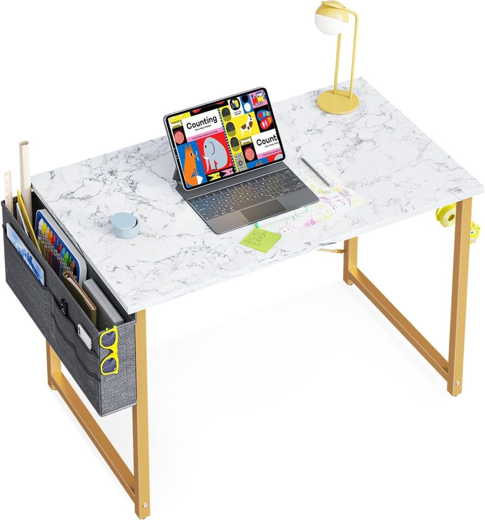 marble desk with gold legs 