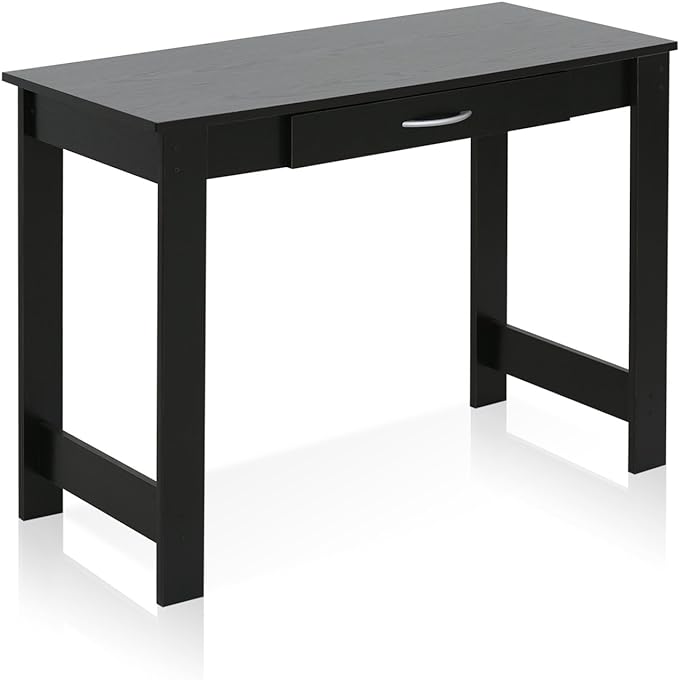 black desk with silver handle
